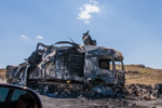 Turkey_2015 | , burnt trucks on the road towards Van, signs of the heated political atmosphere in the aftermath of 2015's elections
