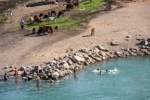 Turkey_2015 | , children swimming in the river at Malabadi bridge